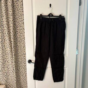 H&M Tapered 100% Linen Black Pants Women's Medium